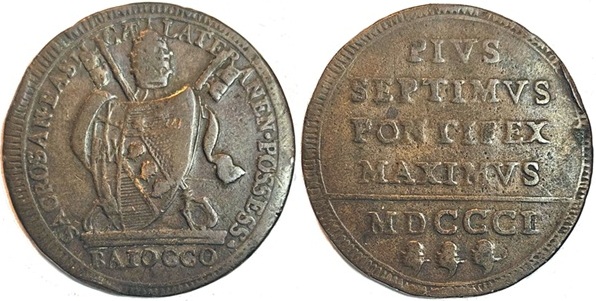 Pius VII 1802 Half Baiocco